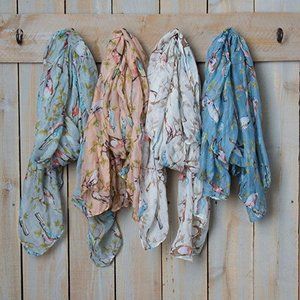 tickled pink vintage storybook little birds scarf